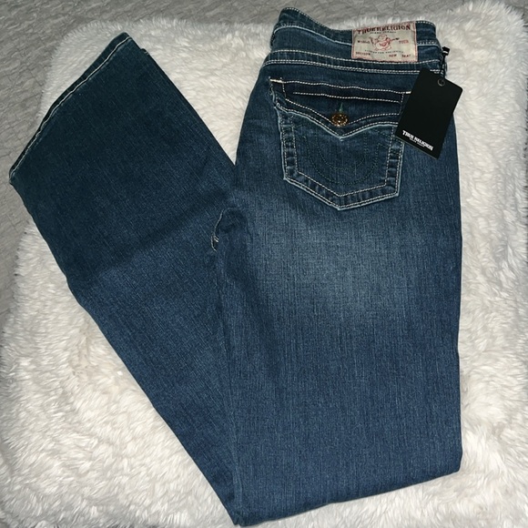 True Religion Jeans 29 Woman  Dark Roper wash Denim Becca MD SN flap  Boot Cut - Picture 1 of 6